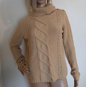 Style & Co Tan Metallic Turtleneck Sweater